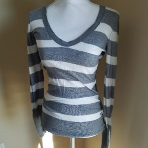 Lightweight classic gray & white stripe sweater